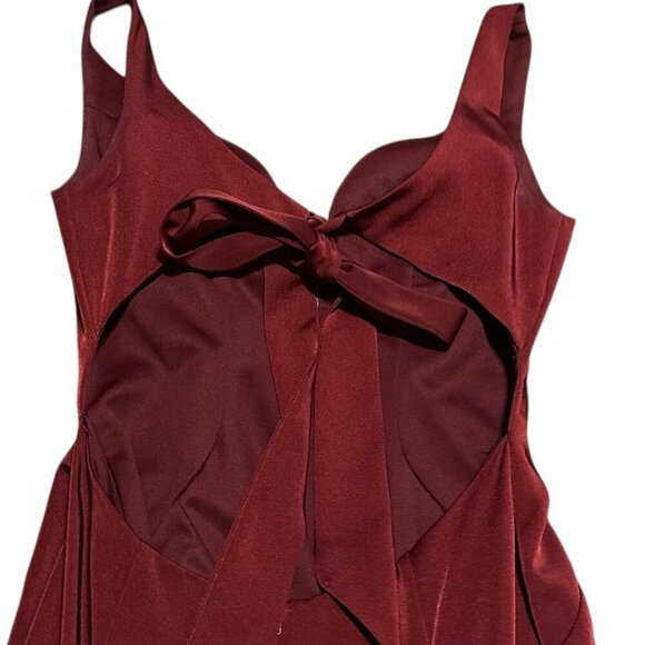 Alyce Paris Burgundy Red Floor Length Gown Maxi Dress High Slit Fitted Size 6 - Picture 10 of 16